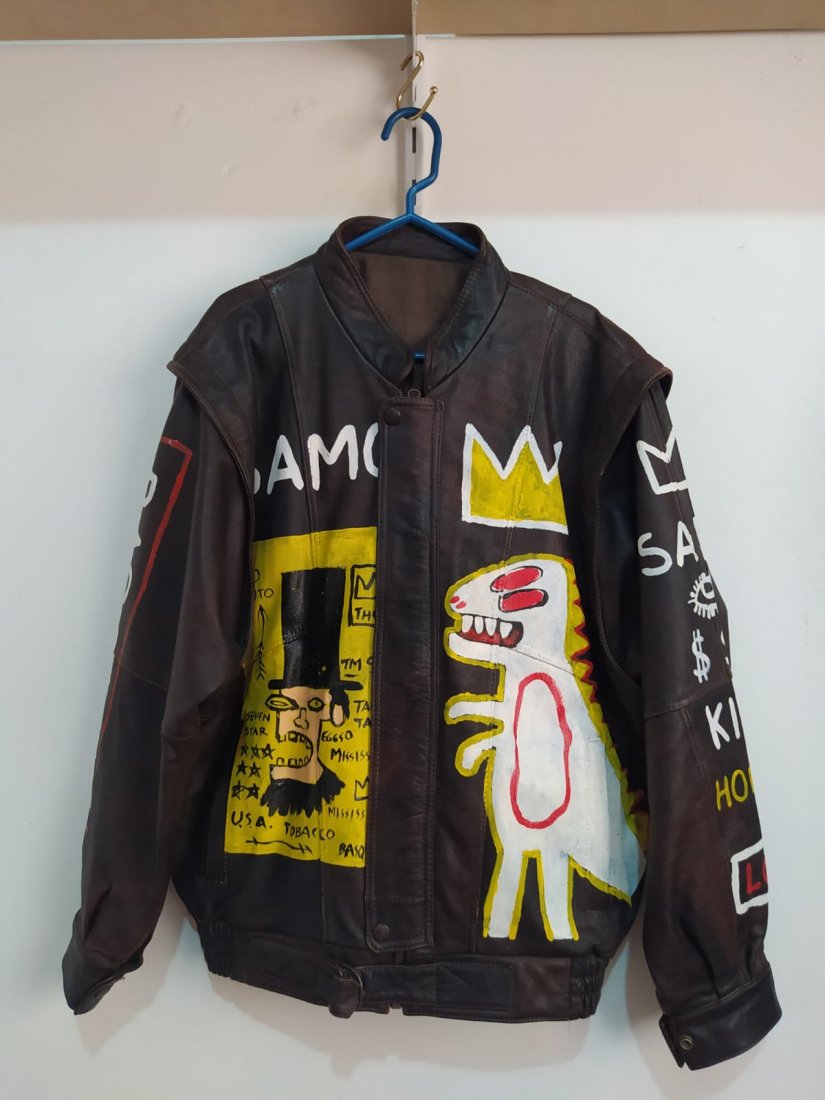 In the Style of Jean-Michel Basquiat Leather Jacket XL (1 of 10)