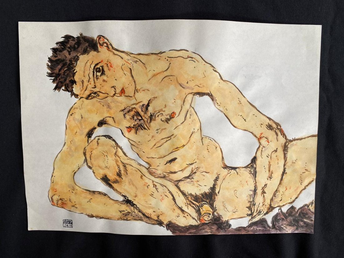 Egon Schiele (Watercolor on Paper) In the Style of (1 of 2)