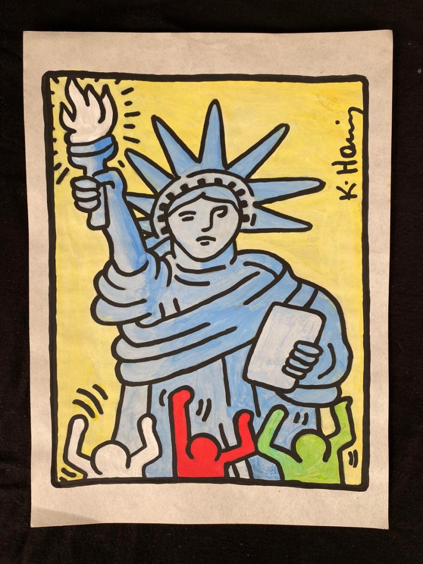 Keith Haring (Watercolor on paper) In the Style of (1 of 2)