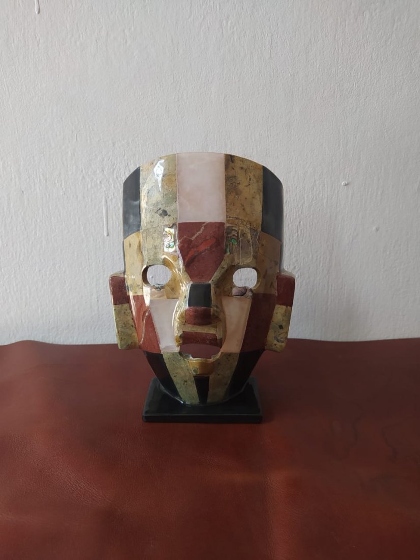 AZTECA MASK MEXICO STONES IN MOSAIC MODEL MARBLE NACAR (1 of 9)