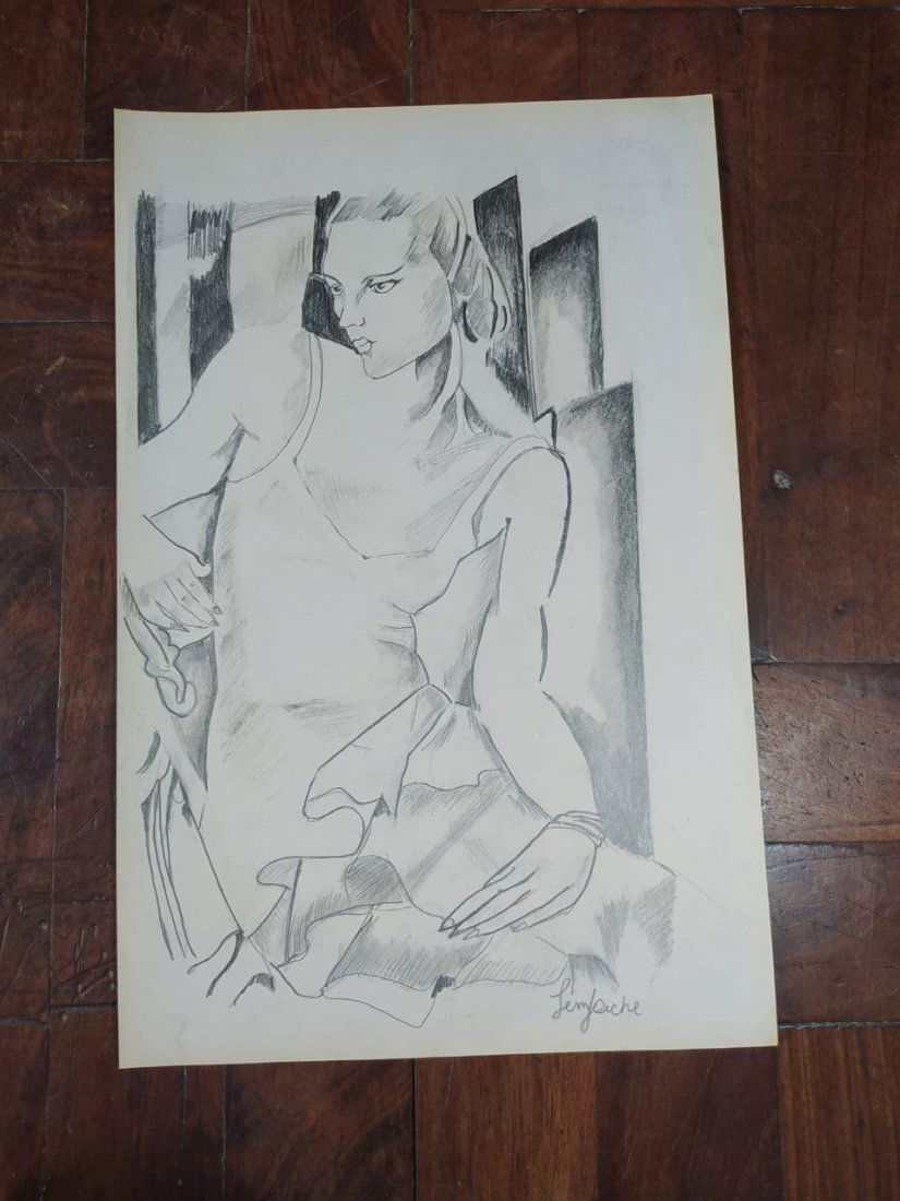 Tamara de Lempicka (Drawing on Paper) In the Style of: Done In the Style of Tamara de Lempicka Charcoal Drawing on Paper. Aprox size 13 x 8.5 inches. This Item Has Limited Provenance, It Doesnt Have Any Documentation, certification COA. Is The Reason That