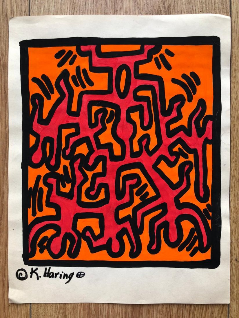 Keith Haring (Watercolor on paper) In the Style of (1 of 2)