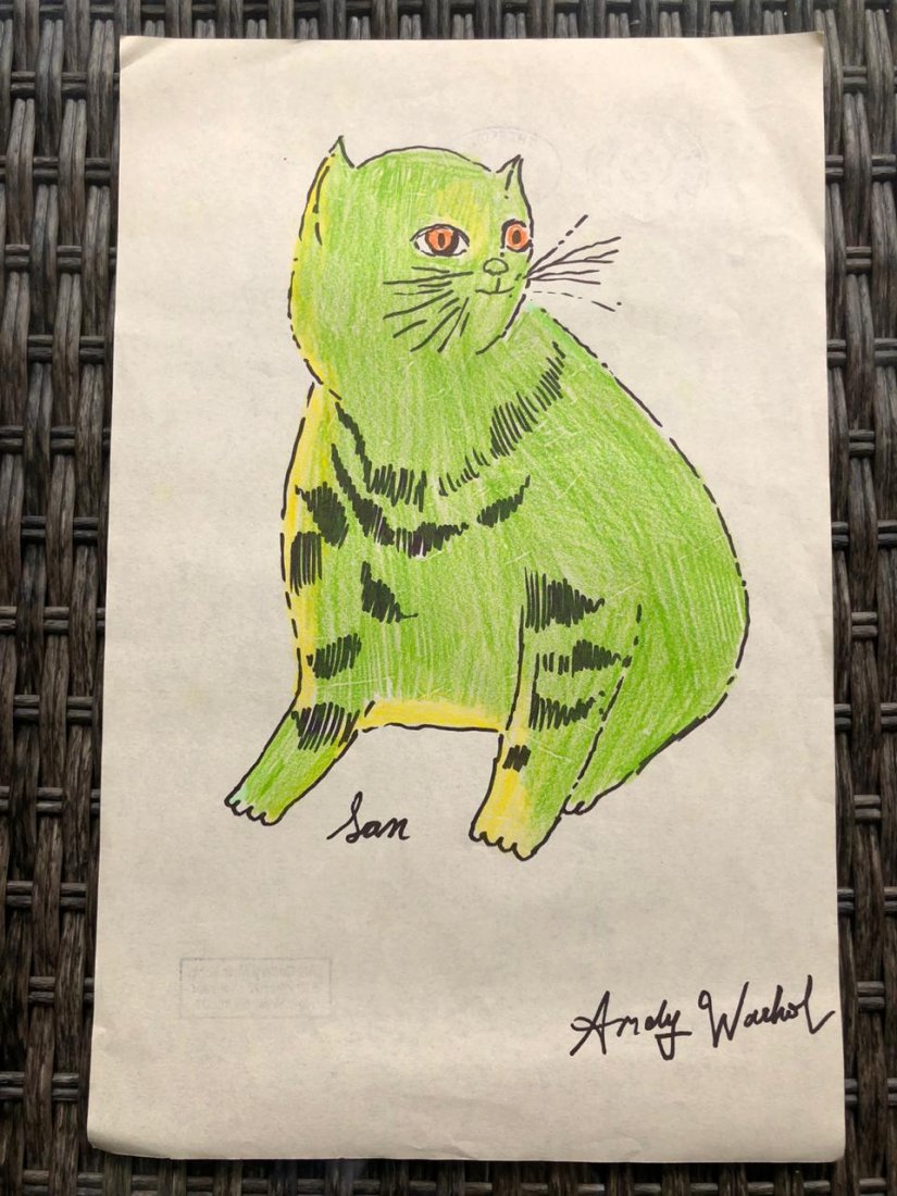 Andy Warhol Mixed Media On Paper (In the Style of): Andy Warhol Watercolor Drawing On Paper Measures 33cm x 21.5cm. Done in the Style of Andy Warhol, These drawings belonged to a private collection. This item has limited provenance, It doesnt have any 