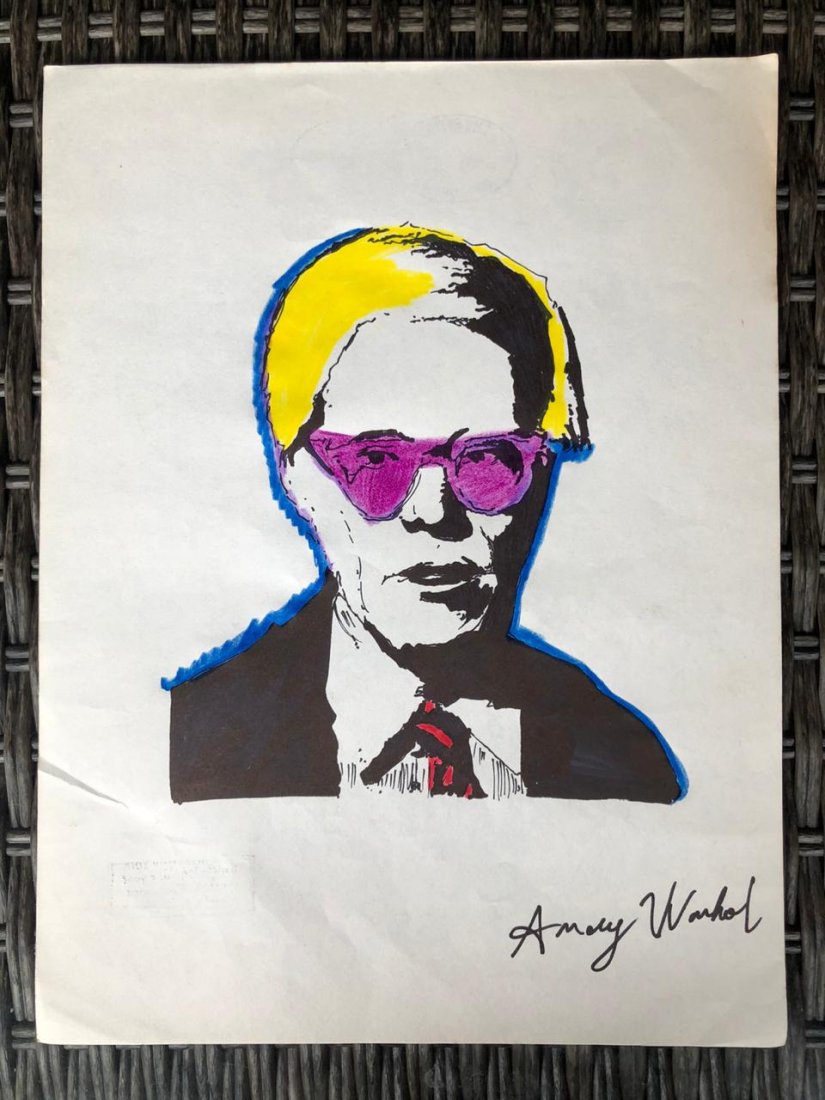 Andy Warhol Mixed Media On Paper (In the Style of): Andy Warhol Watercolor Drawing On Paper Measures 33cm x 21.5cm. Done in the Style of Andy Warhol, These drawings belonged to a private collection. This item has limited provenance, It doesnt have any 