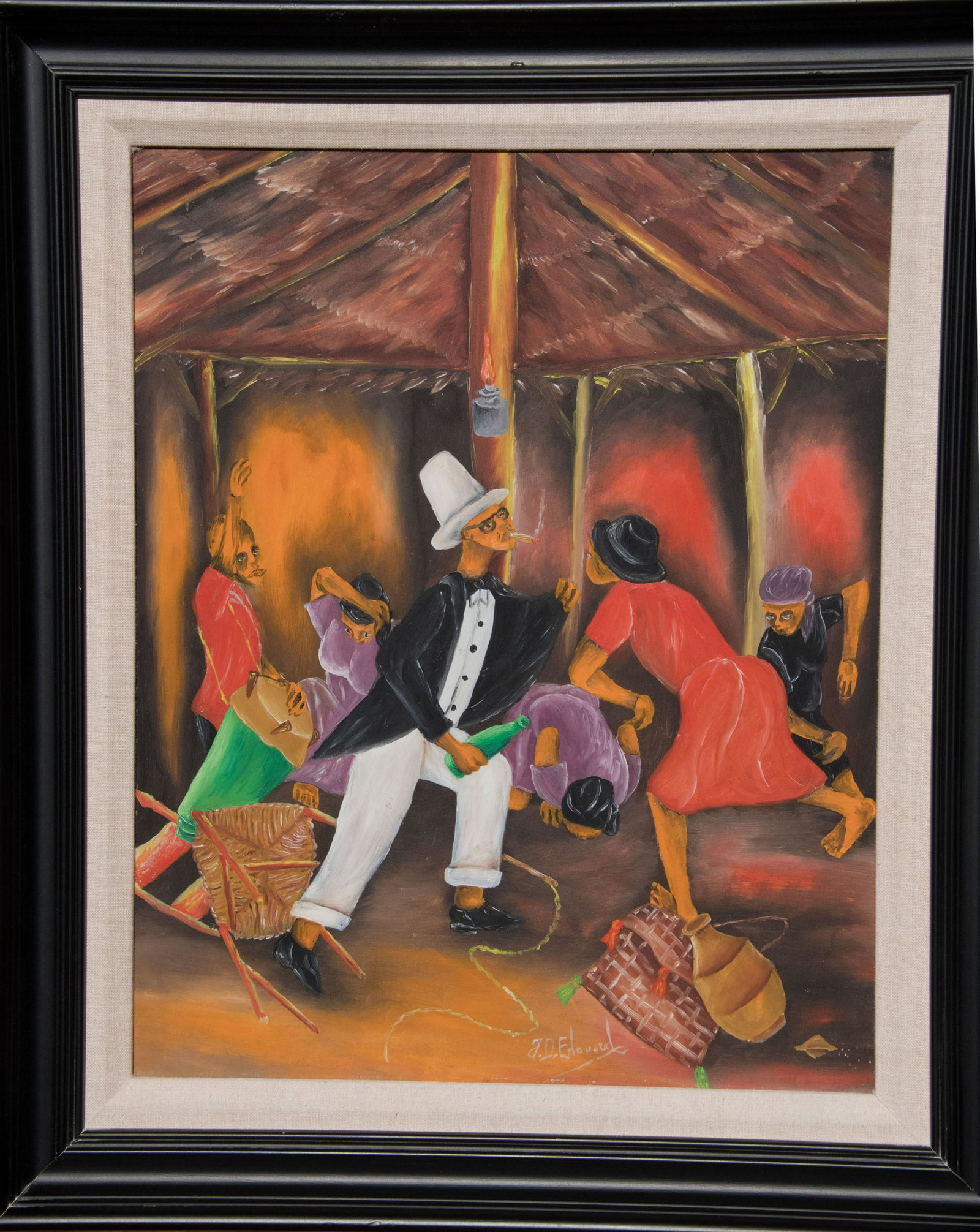 Edouard, J.D: Gede Ceremony, N.D.: Oil on Hardboard, 20 x 16 in. From the Yvonne and Glenn Stokes collection.