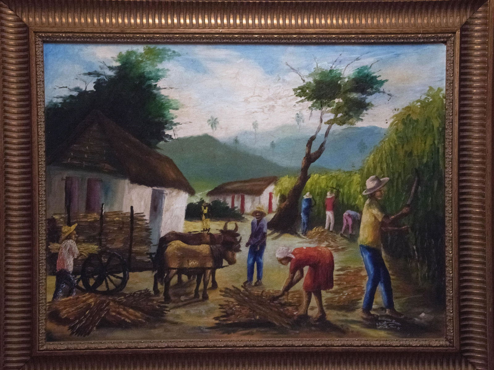 Poisson, Louverture: Village Scene With Cows pulling (1 of 1)