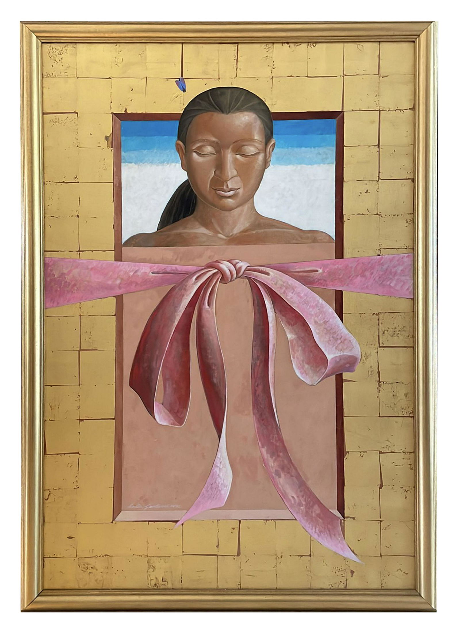 Colin Garland (1935-2007), Dorit, c.1990: Oil and Gold Leaf on Canvas, 54 x 34 in. Framed size: 59 x 39 in. Signed on lower left front