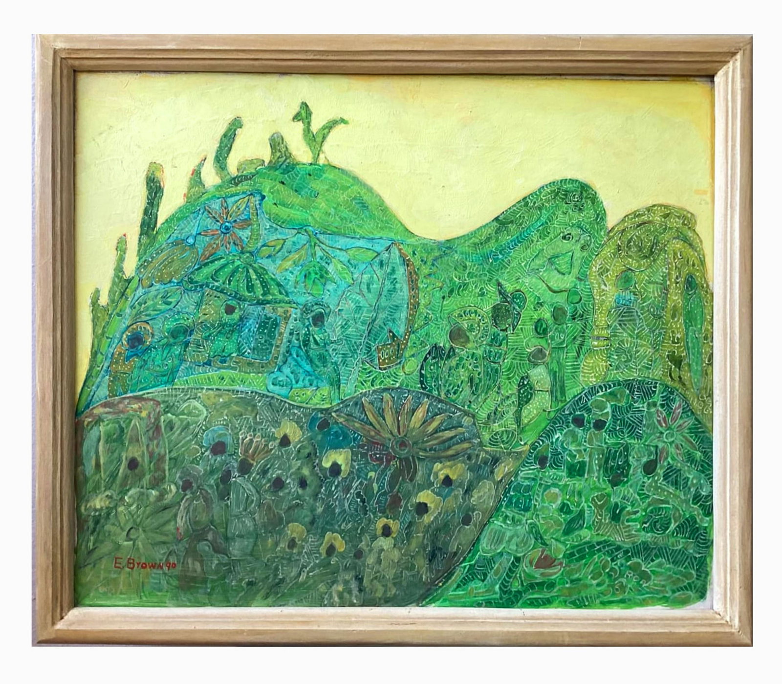 Everald Brown (1917-2003), Rock Faces I, 1990: Oil on hardboard, 18 x 22 in. Framed Size: 20 x 24 in. Signed "E. Brown 90" bottom left front