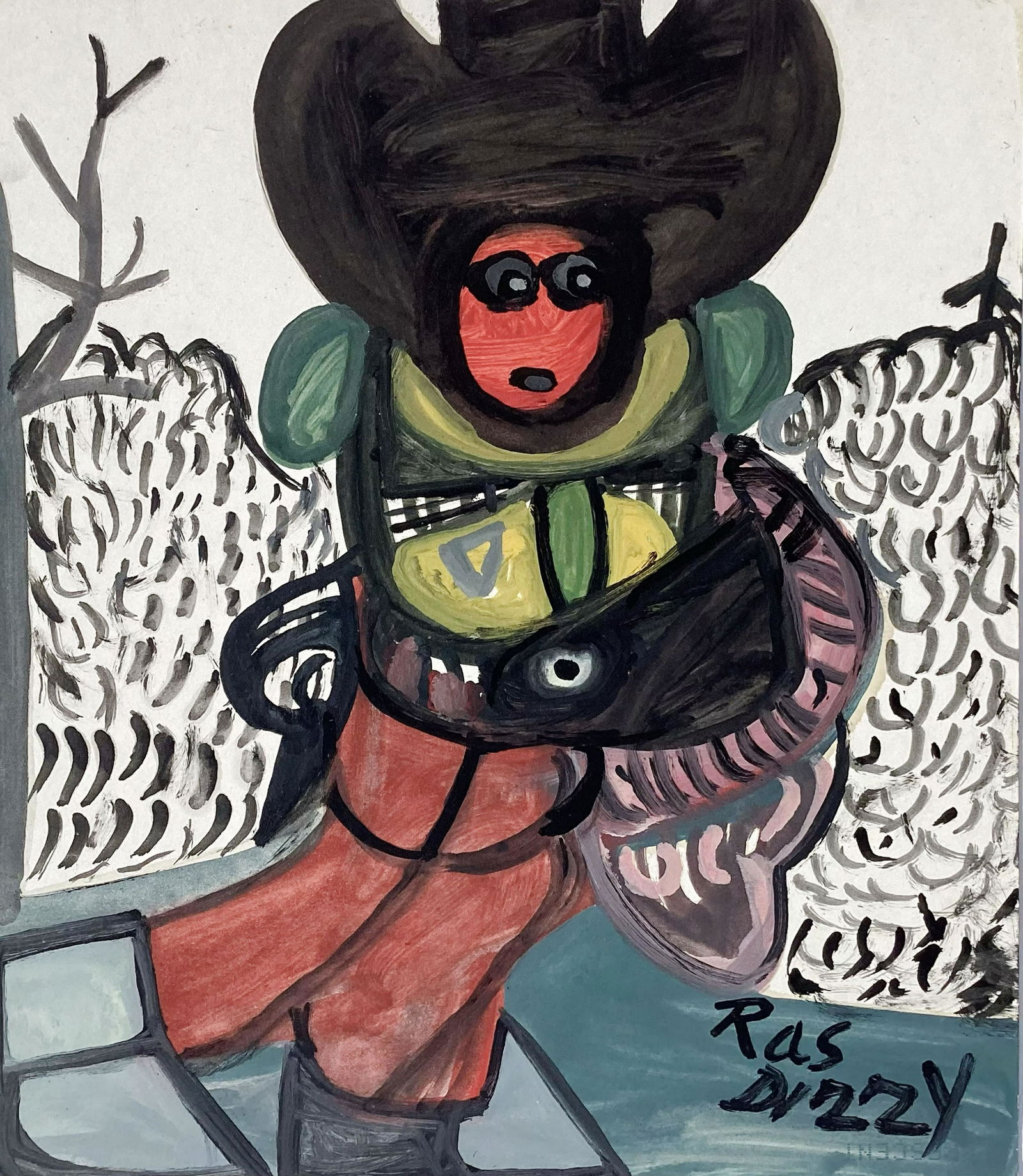 Ras Dizzy (Birth Livingstone) (c1930-2008), Bob Scott in the Midnight Guns Batle on the Fronteer, (1 of 3)