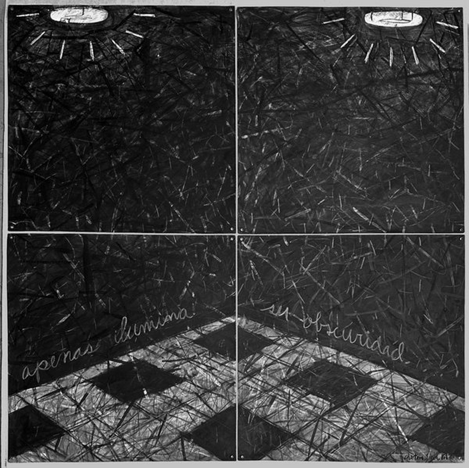 Gustavo Acosta, Apenas Ilumina Su Obscuridad, 1987: Mixed media on heavy paper, 47 x 47 in, Framed, Signed and dated recto lower rightProvenance: The Artist