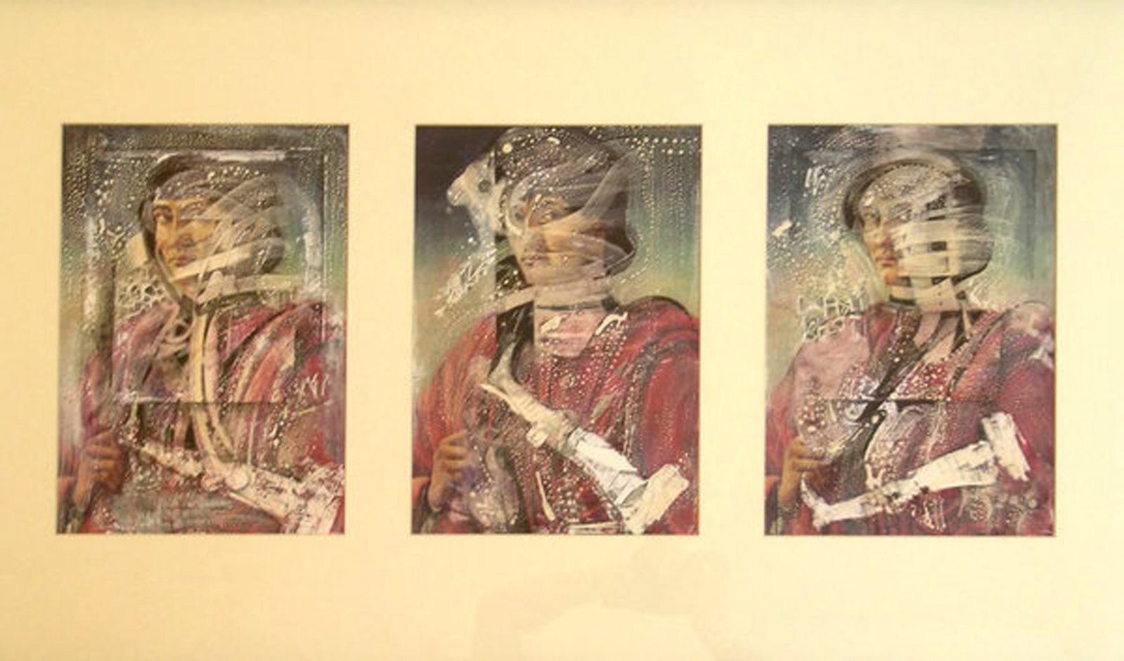 David Boxer, Triptych Renaissance, N.D.: Mixed media on paper (triptych), 20 x 37 in, FramedProvenance: The Artist, Kingston Jamaica