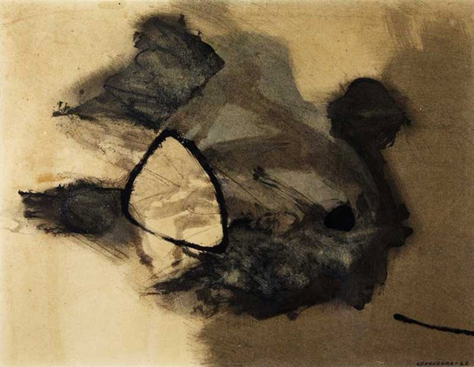 Hugo Consuegra, Untitled, 1962: Mixed media on heavy paper, 11 x 14 in, Framed, Signed and dated recto lower right "Consuegra-62"Provenance: Private Collection, Havana Cuba