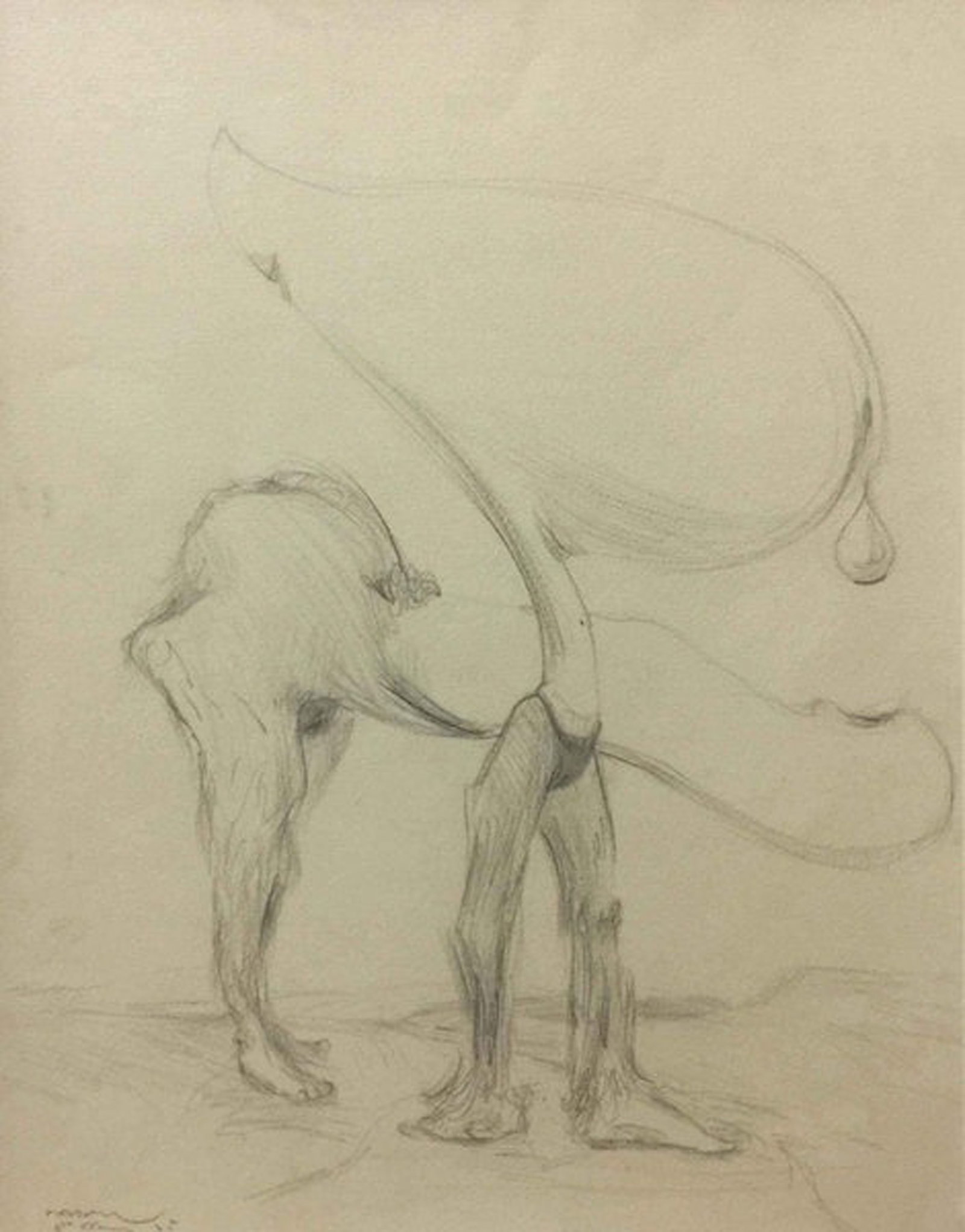 Tomas Esson, Figura Zoomorfa, 1985: Pencil on heavy paper, 19 x 14 in, Framed, Signed recto lower leftProvenance: Private Collection, Havana Cuba