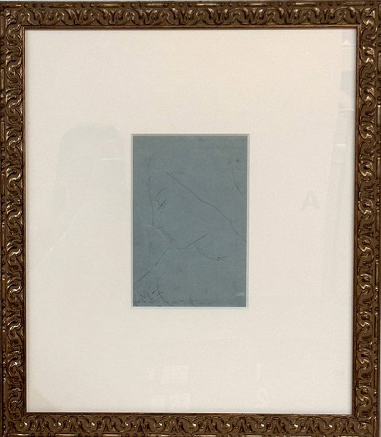 Victor Manuel Garcia, Untitled, c. 1950: Ink on blue paper, 8 x 5.5 in, Framed, Signed recto lower leftProvenance: Prof. Antonio Alejo, Havana Cuba