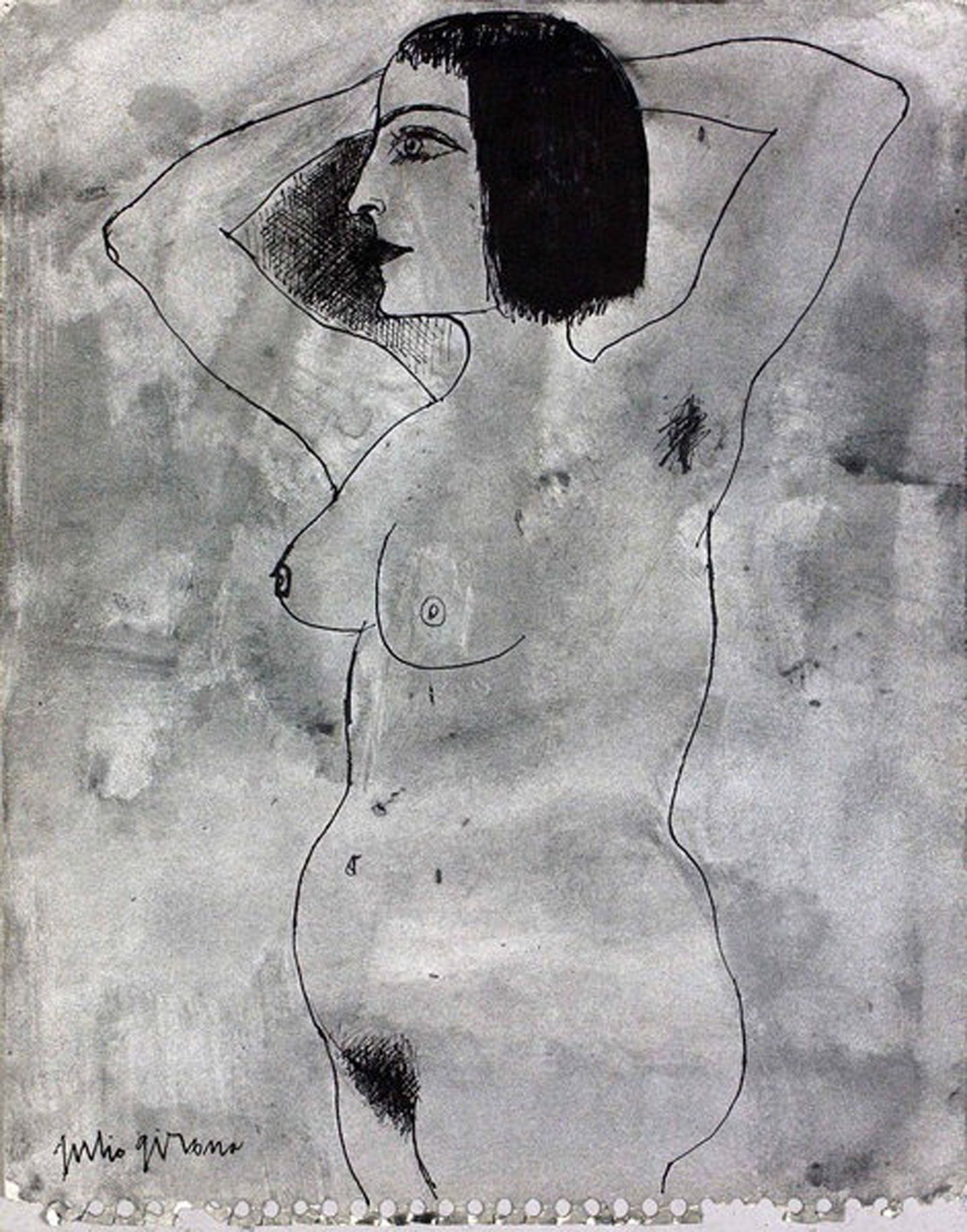 Julio Girona, Retrato, N.D.: Mixed media on paper, 14 x 11 in, Unframed, Signed recto lower leftProvenance: The Artist, Havana Cuba