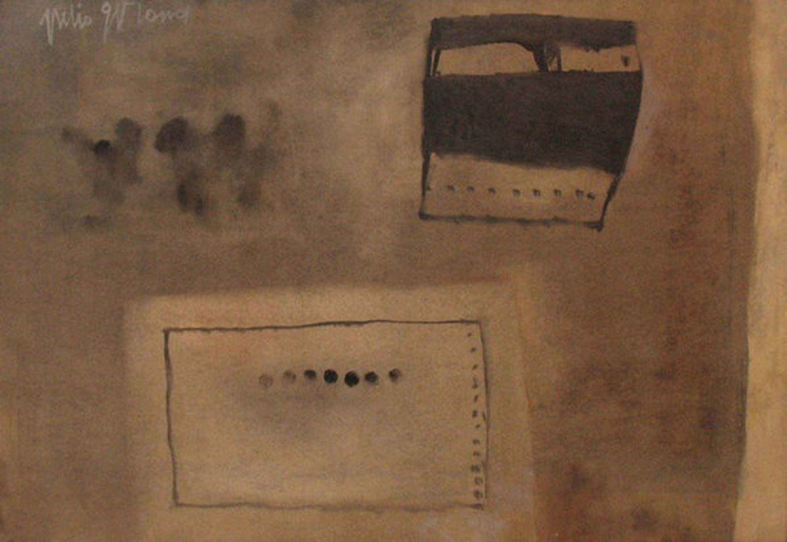 Julio Girona, Abstraction (1994), 1994: Mixed media on paper, 19 x 20 in, Framed, Signed recto upper leftProvenance: Galeria Casa Kholy, Havana Cuba