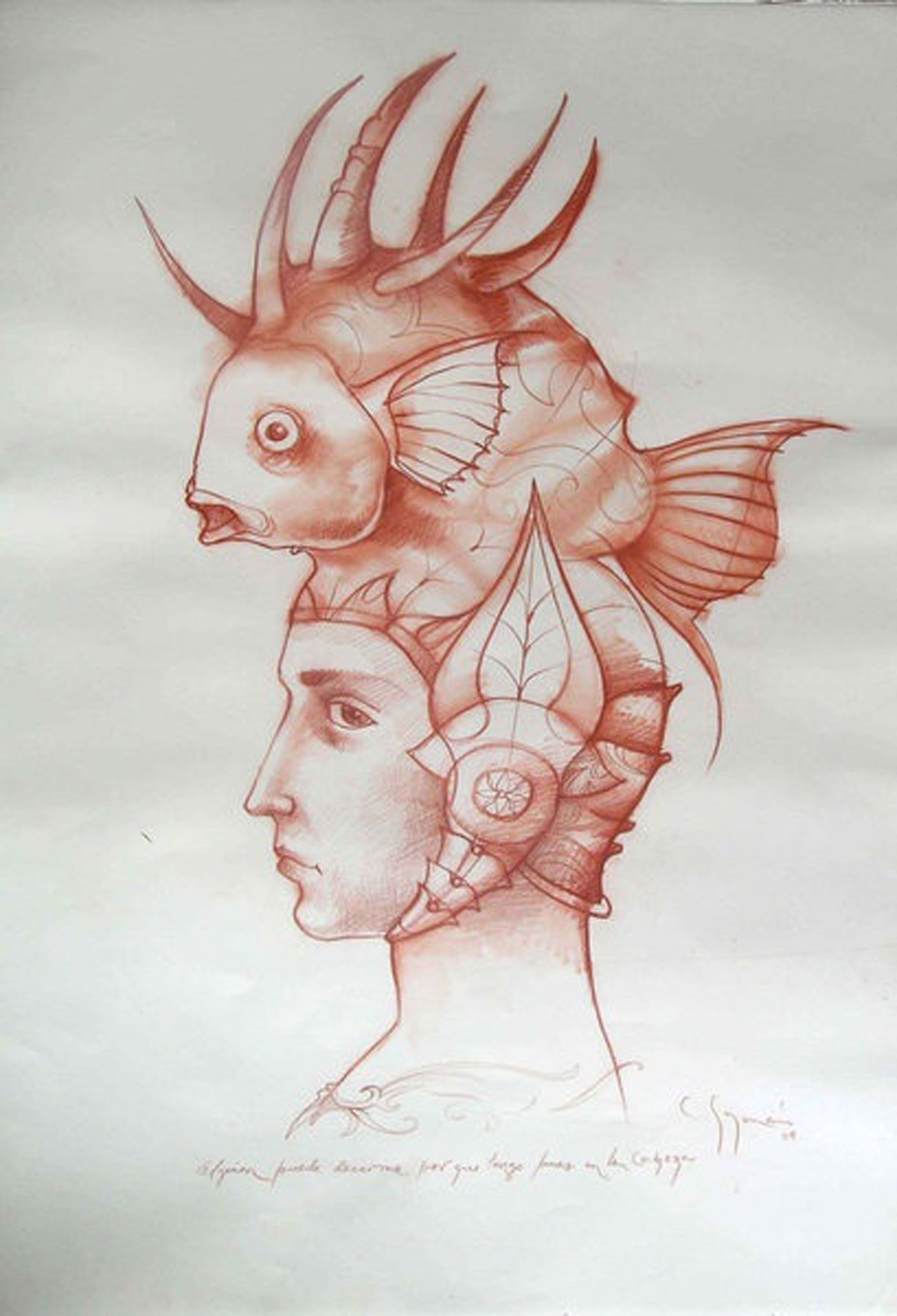 Carlos Guzman, Alguien puede decirme por que tengo puas en la cabeza, 2004: Ink on heavy paper, 48 x 32.4 in, Unframed, Signed recto lower rightProvenance: The Artist, Havana Cuba
