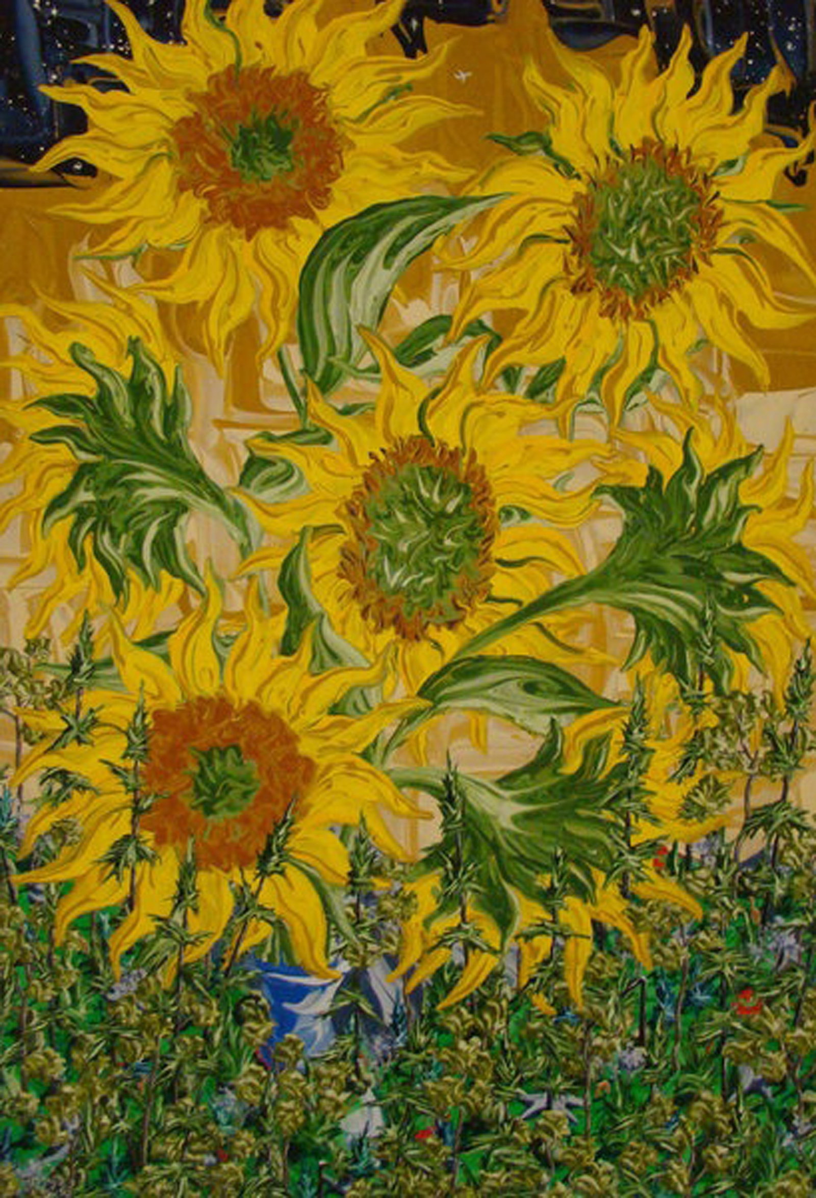 Gregory Horndeski, Sunflowers, 1996: Acrylic on heavy paper, 14 x 10 in, UnframedProvenance: Mulcahy Gallery, Dallas