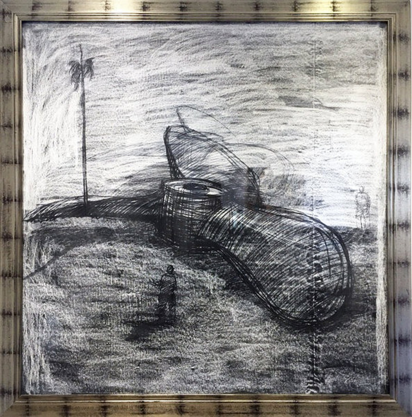 Kcho, Study for S. Paulo, c. 2000's: Mixed media on heavy paper, 60 x 58.5 in, Framed, Signed and dated: "Kcho (illegible date)" recto lower rightProvenance: The Artist, Havana Cuba