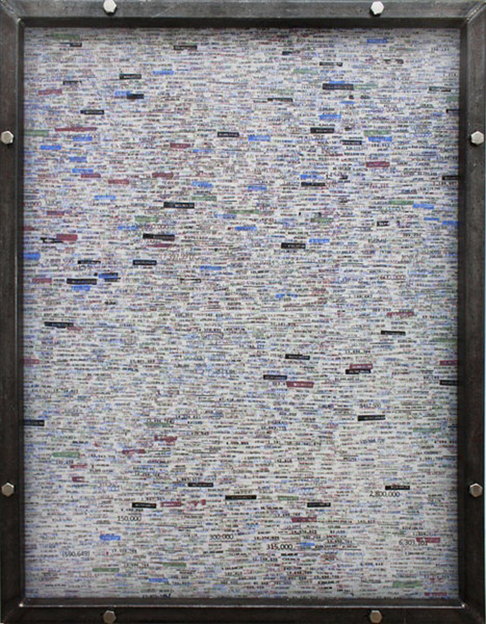 Ruben Millares, Paint by Number Vellum #2 (Blue and Green), 2017: Acrylic on Vellum, in Steel Frame, 22.5 x 17.5 x 1.5 in, Framed. Provenance: The Artist, Miami