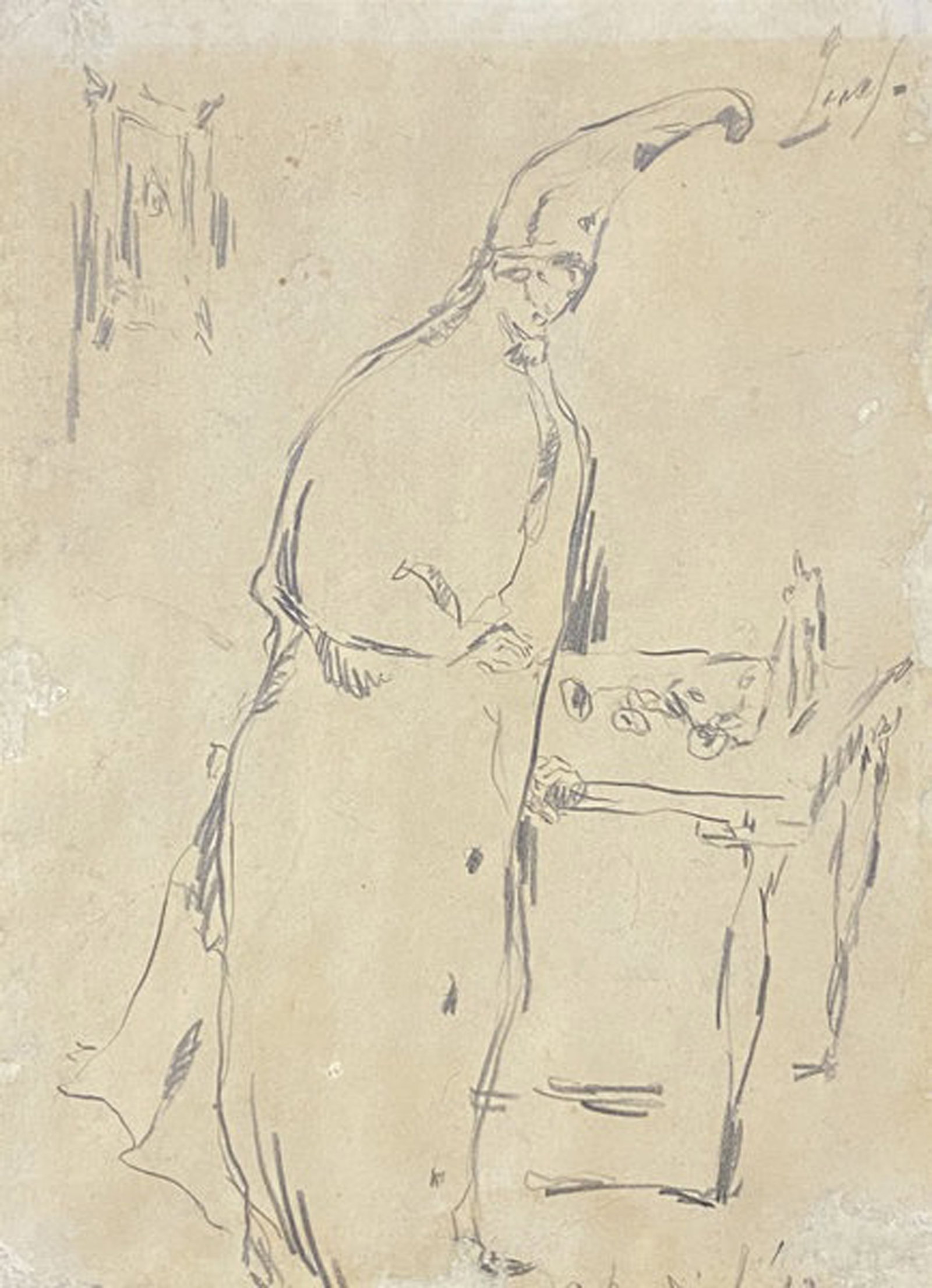 Fidelio Ponce de Leon, Harlequin, Study for a Painting, c.1940: Crayon on paper, 12 x 9 in, Framed, Signed recto upper right. Provenance: Eberto Escobedo, Havana Cuba