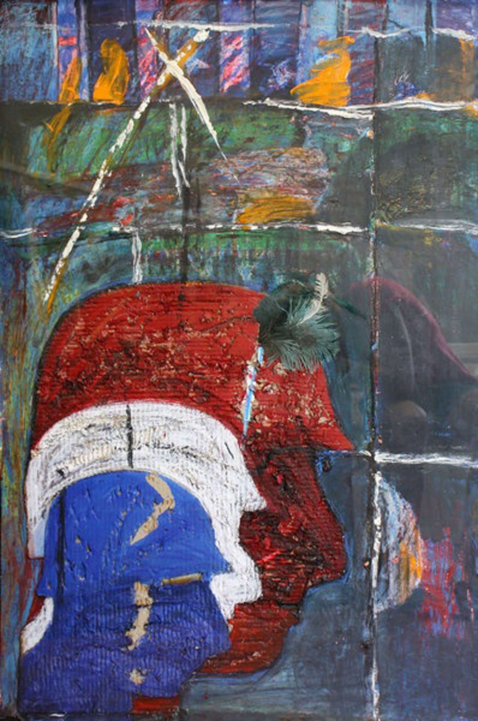 Omari RA, Military people, N.D.: Mixed media on paper, 38 x 25 in, FramedProvenance: National Gallery, Kingston Jamaica