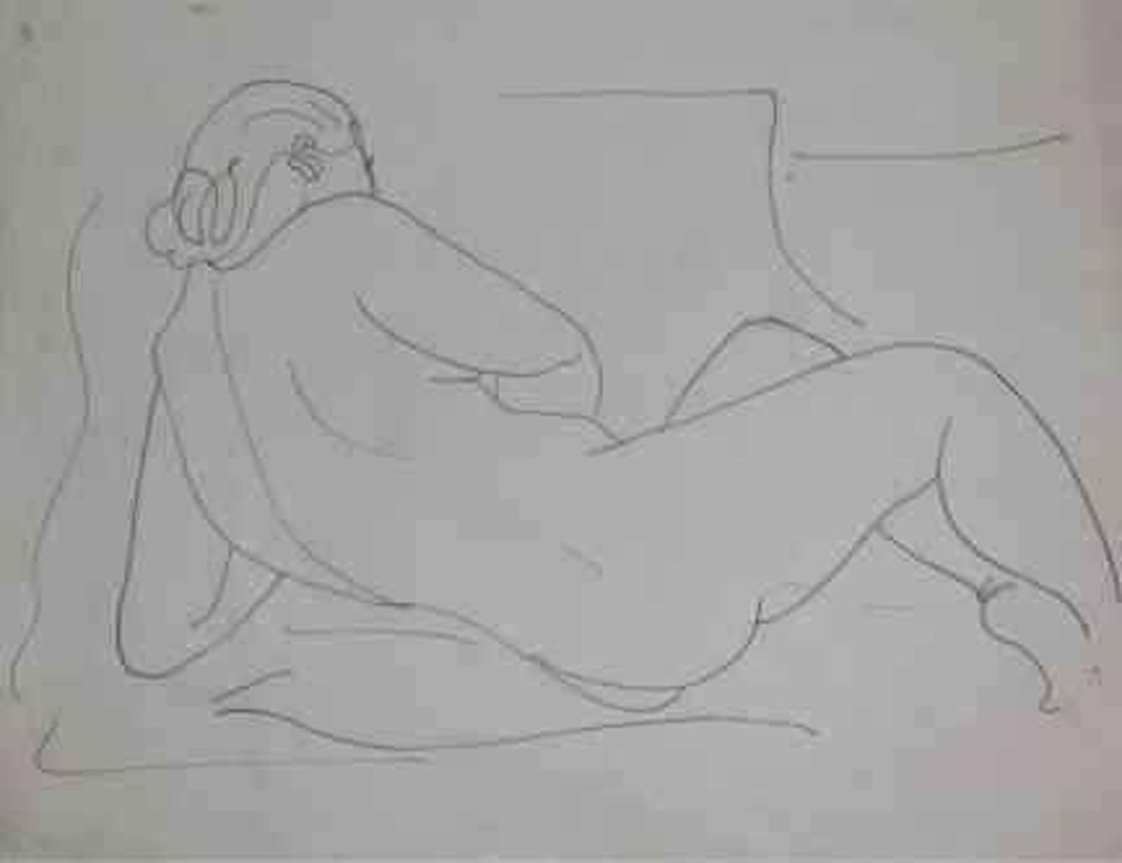 Mariano Rodriguez, Mujer de Espaldas, 1941: Ink on paper, 8.5 x 10.75 in, Framed. Provenance: The Artist's daughter, Mexico