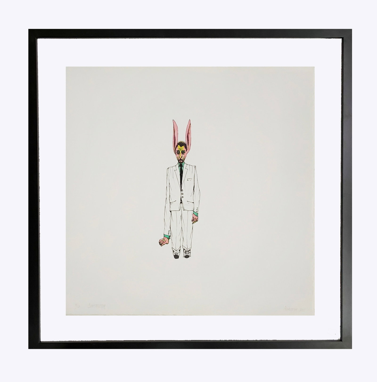 Luis Cruz Azaceta (Cuba) (1942-). ¨Contractor¨from the Personajes Portfolio, 2011: Digital print. Measures of the portfolio jacket: 20.25 x 20.25 in, 19.50 x 19.50 in (each paper sheet). Frame size: 25.5 x 25.5 x 2.25 in. Signed and numbered in pencil lower recto. Edition 2 of 10. P