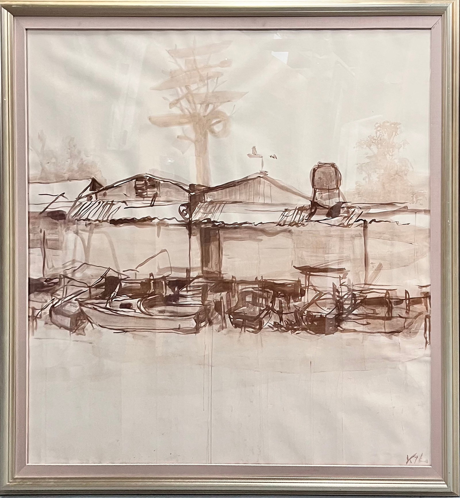Alexis Leyva Machado (Kcho) (Cuba) (1970-). Landscape, 2000: Mixed media on paper, 60 x 58.50 in. Frame size: 63.5 x 63.5 x 1.75 in. Signed and dated recto lower right. Provenance: The Artist.