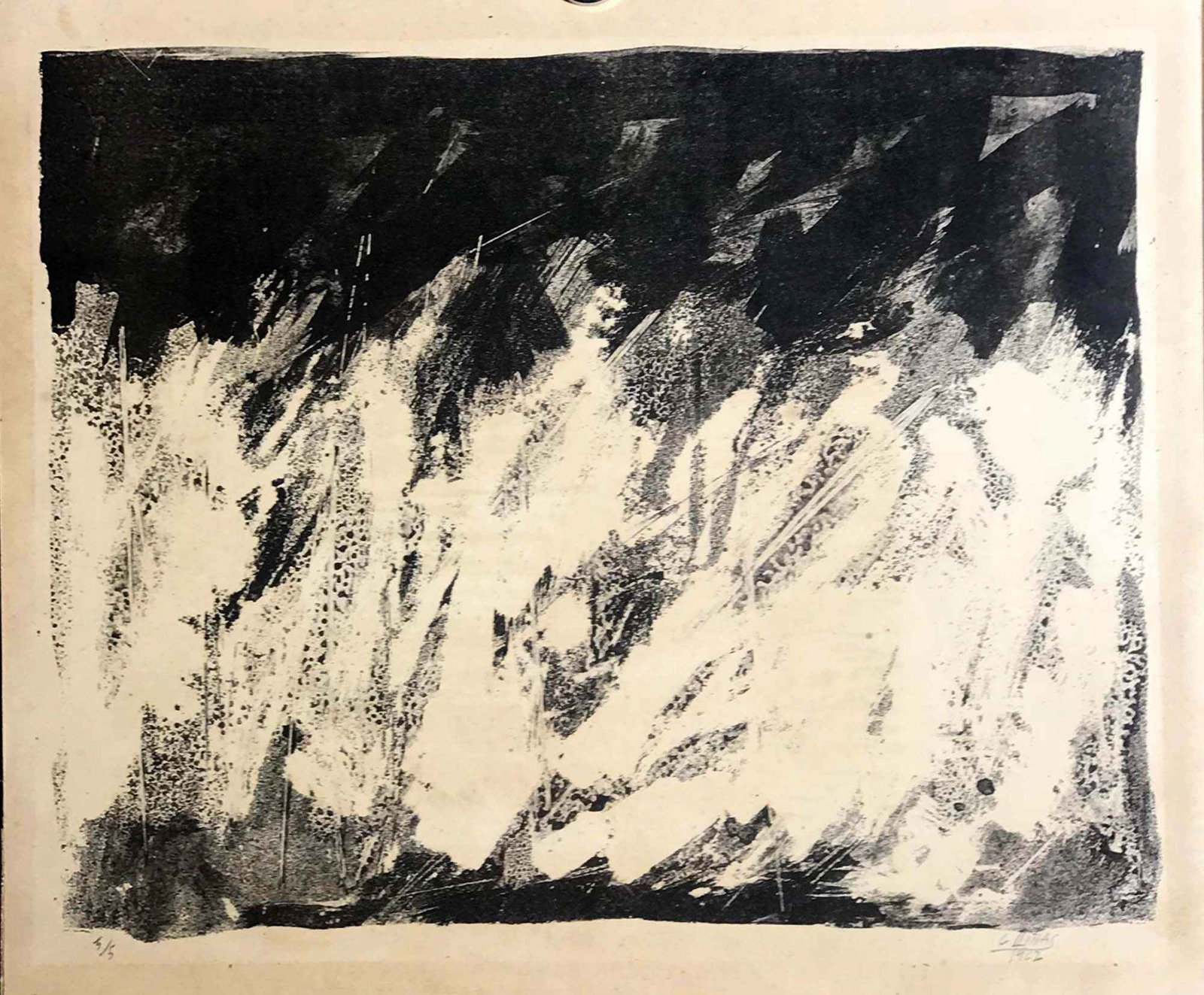 Guido Llinas (Cuba) (1923-2005). Untitled, 1957: Lithograph, 11 x 14 in. Frame size: 18.50 x 22.50 in. Signed recto lower right. Ed. 5 of 5. Provenance: The Artist's brother Rene Llinas Quintana.