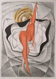 Alessandro Bruschetti â€œDancerâ€ 1952: Alessandro Bruschetti (Perugia 1910 - Brughero 1960) "Dancer" 1952 lithograph 71x48 cm signed lower right copy XXXV / 50