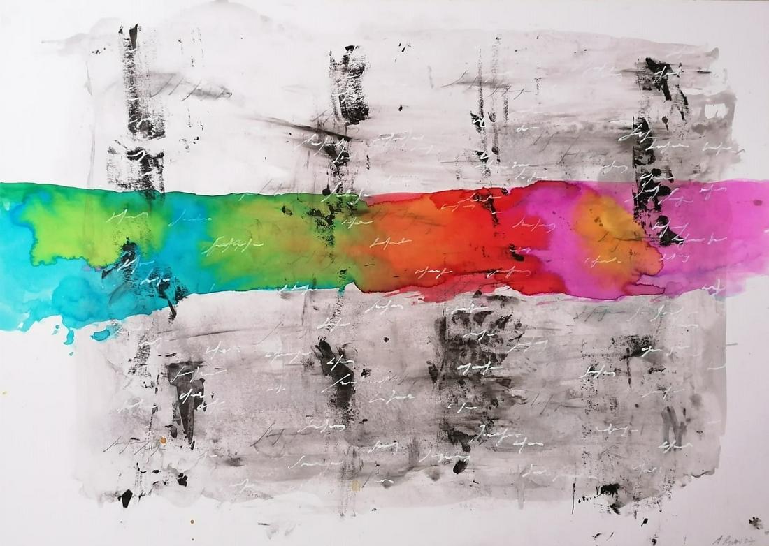 Alfredo Rapetti "Untitled" 2007: Alfredo Rapetti (Milan, 1961) "Untitled" 2007 mixed media on cardboard 70x101,5 cm signature and date lower right