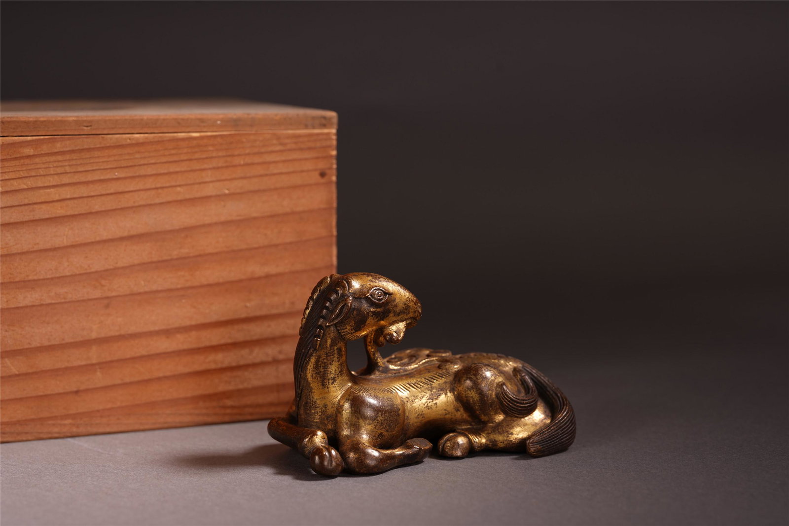 A CHINESE GILT BRONZE RAM SCHOLAR'S TABLE ITEM (1 of 11)