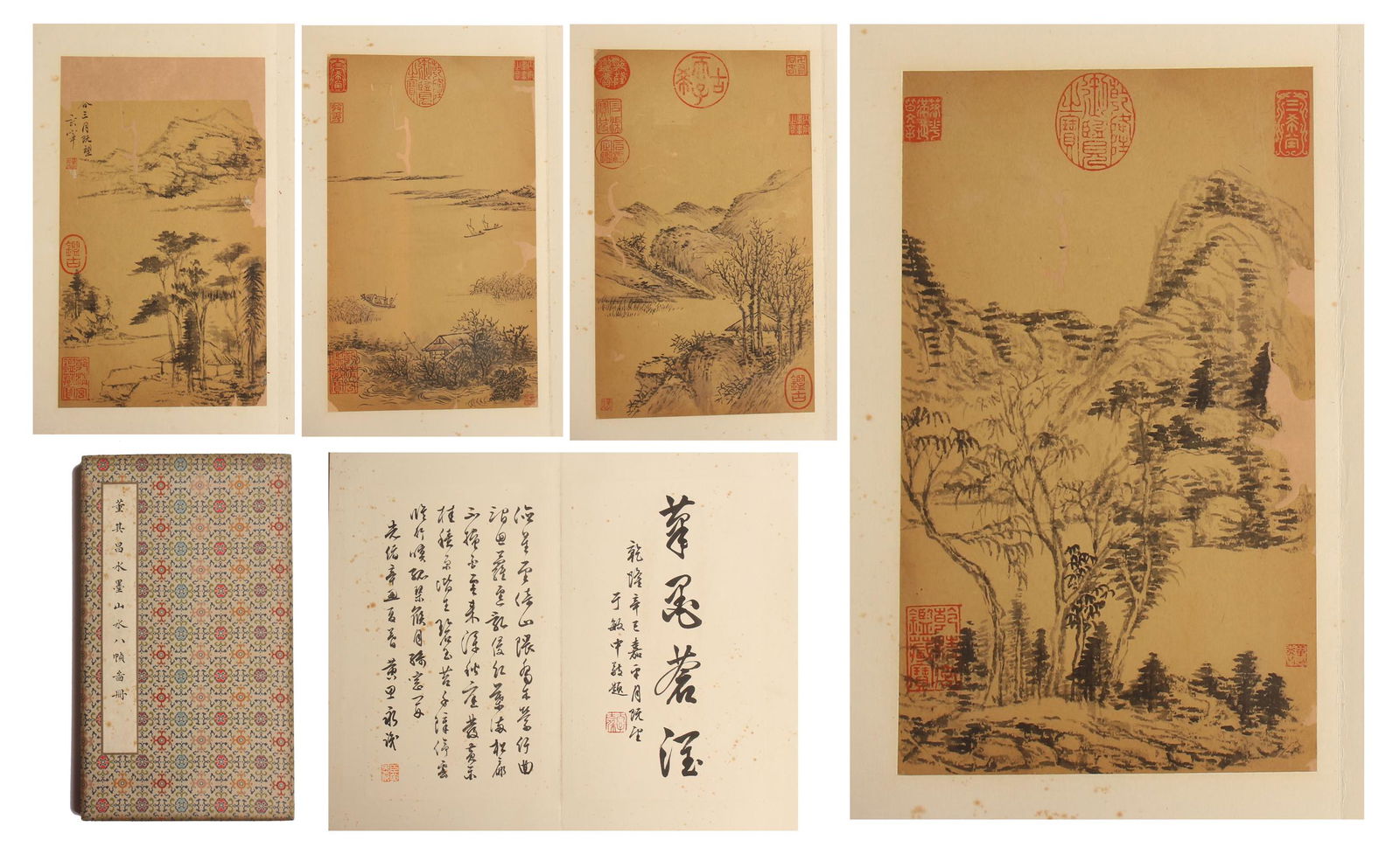 EIGHT PAGES OF CHINESE ALBUM PAINTING OF MOUNTAIN VIEWS (1 of 12)