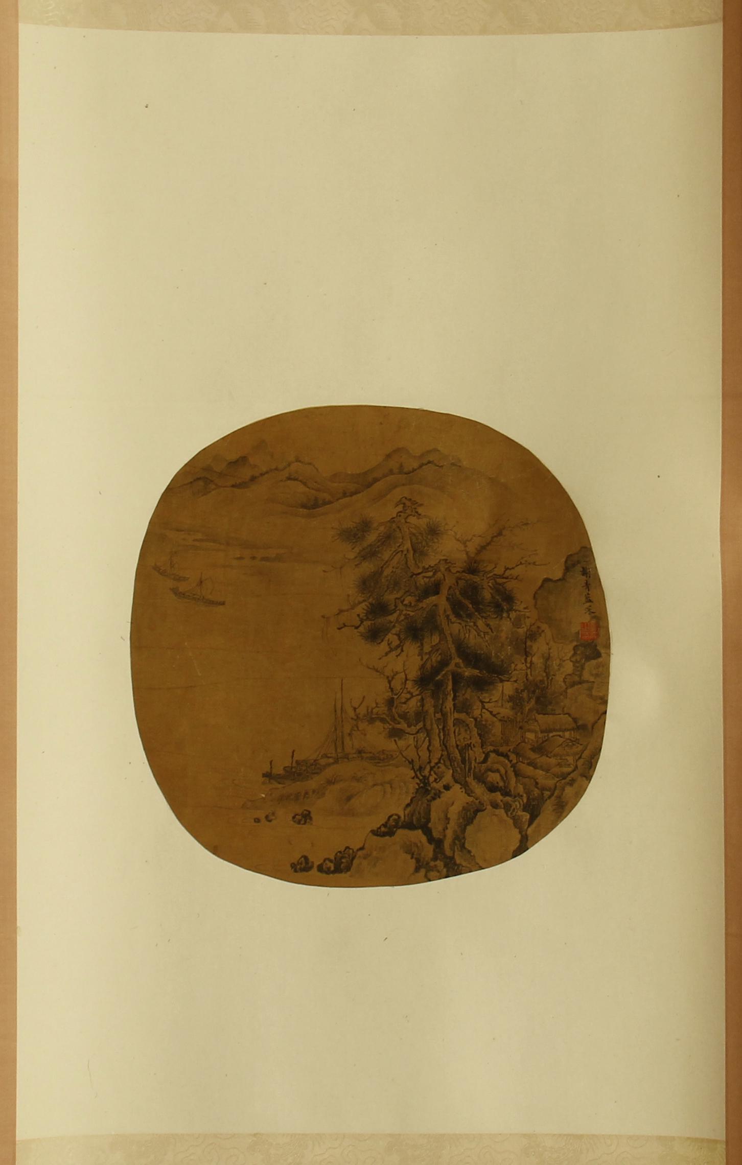 A CHINESE ROUND FAN PAINTING OF MOUNTAIN VIEWS BY XIE (1 of 6)