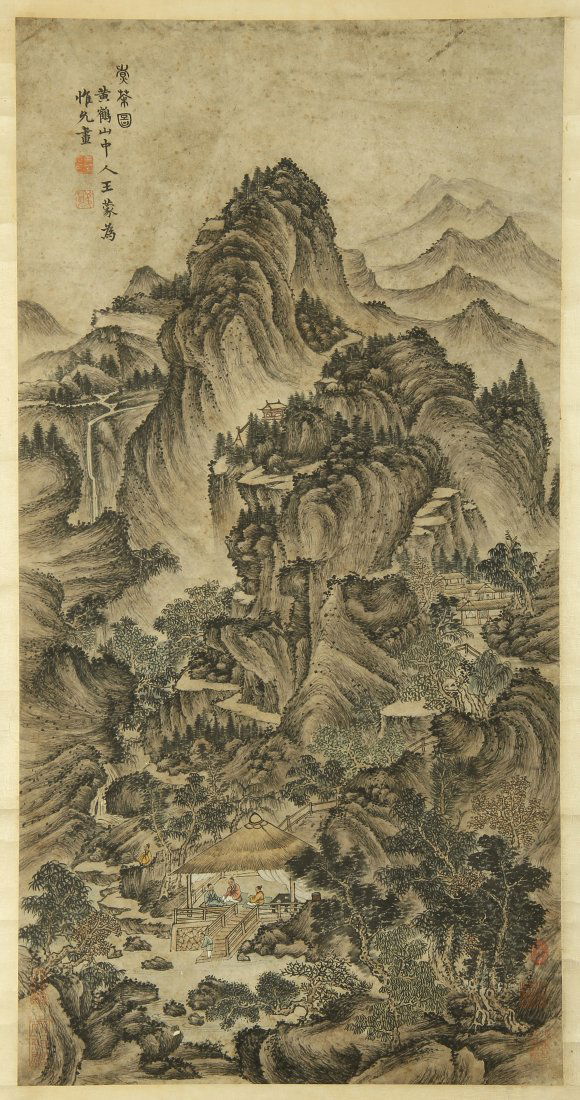 CHINESE HANGING SCROLL INK PAINTING OF WANG MENG: CHINESE HANGING SCROLL INK PAINTING OF WANG MENG. Image only size 104 cm by 52.5 cm. We pack and deliver all buyers packages. Shipping cost $30 to US address and $100 for International delivery. Most