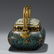 CHINESE CLOISONNE INLAID JADE CARVED LONG HANDLE CENSER - 3