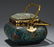 CHINESE CLOISONNE INLAID JADE CARVED LONG HANDLE CENSER - 6