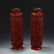 A PAIR OF CHINESE CINNABAR CARVED FLOWERS VASE - 2