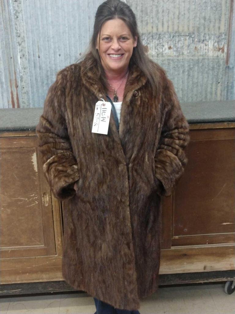 Full Length Mink Coat: 116.14 Large to XL 24" sleeves shoulder to cuff and about 39" shoulder to hem