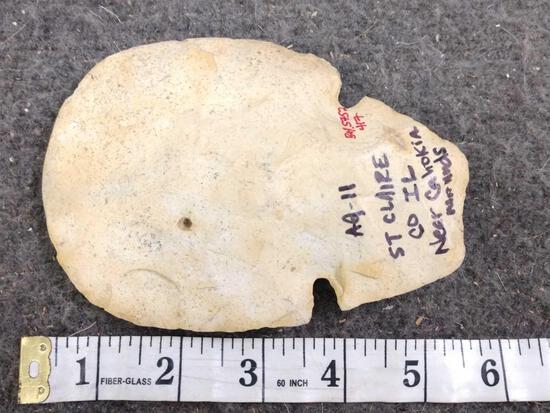 Cahokia Notched Hoe Native American Artifact: 77.13 Great polish Burlington Chert St Claire County Illinois