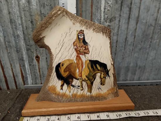 American Indian On Horse Painting On Moose Antler: 43.106 Nice painting with artists Mark