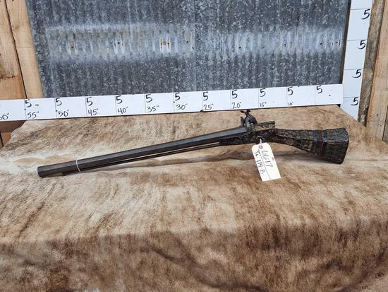 Antique Flintlock Rifle: 66.17 Probably Indian or Middle Eastern origin with flared barrel maker unknown