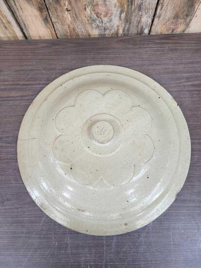 30 gal Stoneware Crock Lid Salt Glazed Red Wing (1 of 5)