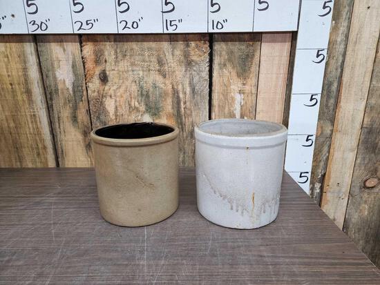 2 One gal Stoneware Crocks: 31.102 One Salt Glazed
