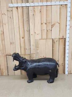 Bronze Hippopotamus Fountain: 7.6 Would be a great addition to your landscaping water goes in the back leg &amp; out its mouth about 56" long x 35" tall x 19" wide