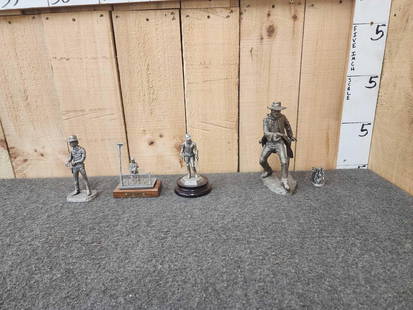 4 Pewter Sculptures Gun Fighters & Sheriffs: 3.1 Some signed & numbered see pictures 