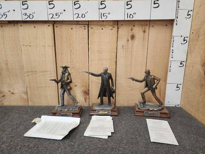 3 Western Pewter Sculptures By Artist Joe Slockbower: 3.2 All signed & numbered each one with a COA Wild Bill Hickok , Wyatt Earp , & Bat Masterson 