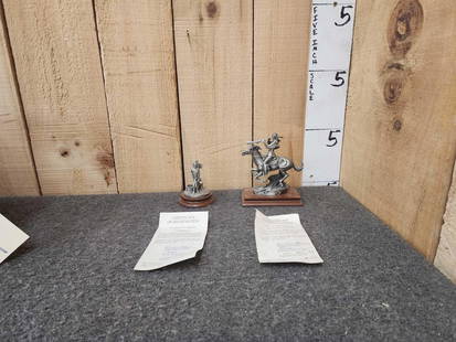 Buffalo Hunter & Lawman Pewter Sculptures: 3.5 Frederick Remington Buffalo Hunter by artist Anne McGregory Lawman by artist Donald Poland both with COA one money buys the lot