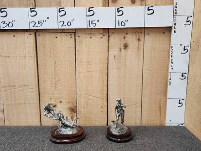 2 Michael Boyett Pewter Sculptures: 3.7 "Colters Run For Life " & "Trail Scout " One money buys the lot